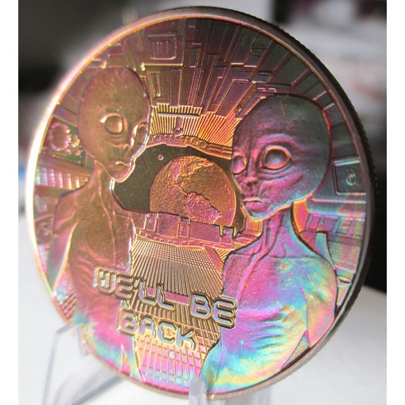 NEW!! Aliens We Will be Back Art Toned Round 1 ounce .999 Fine Copper - Picture 2 of 4